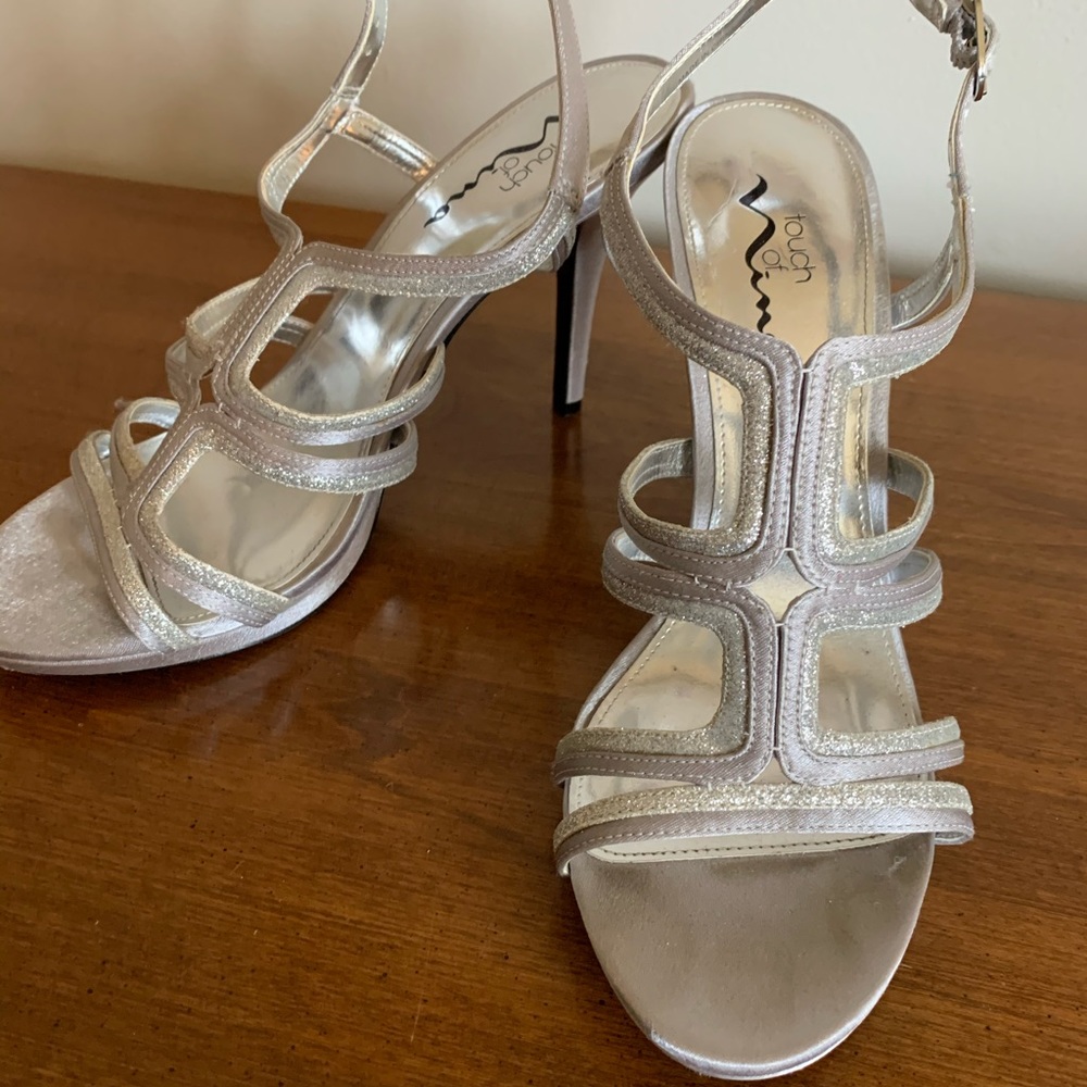 Silver strappy heels